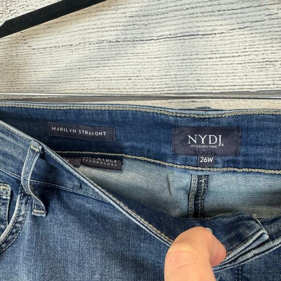 NYDJ Plus Size Marilyn Straight Stripe Raw Hem Jeans Size 26W - Picture 3 of 8